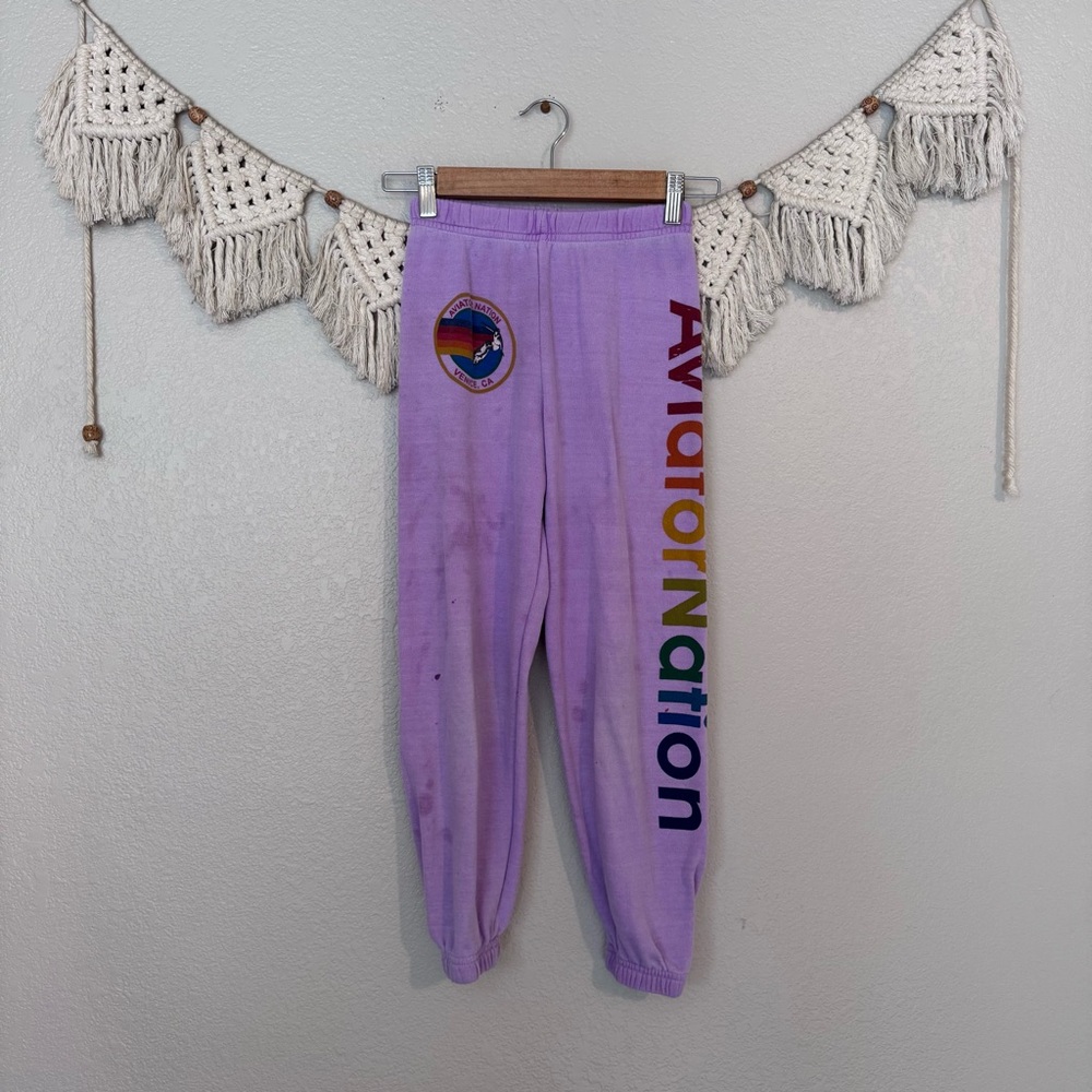 Aviator Nation Kids Sweatpants Joggers in Neon Purple
